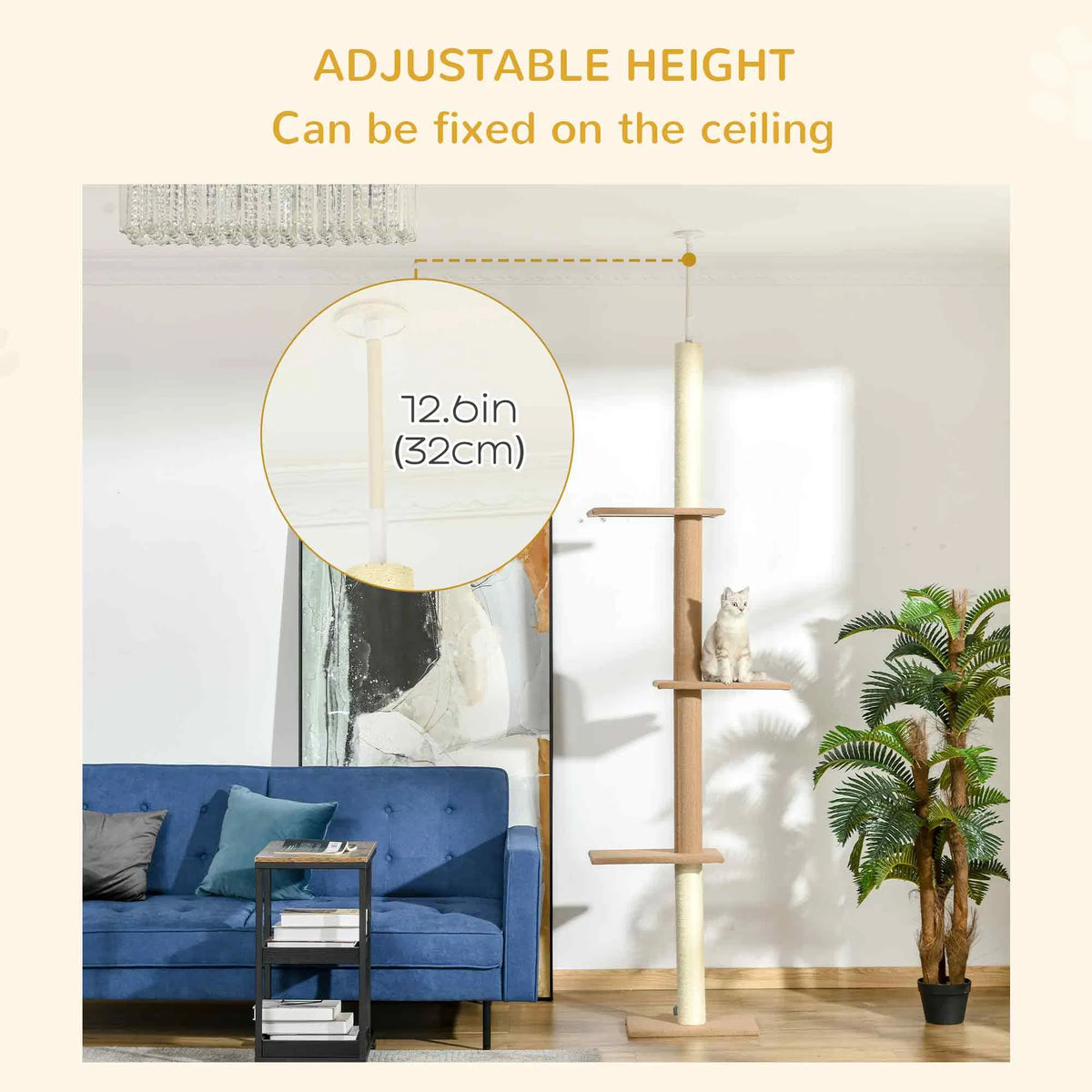 100" Floor To Ceiling Cat Tree w/ 3 Perches Activity Center for Kittens Cat - Image 4