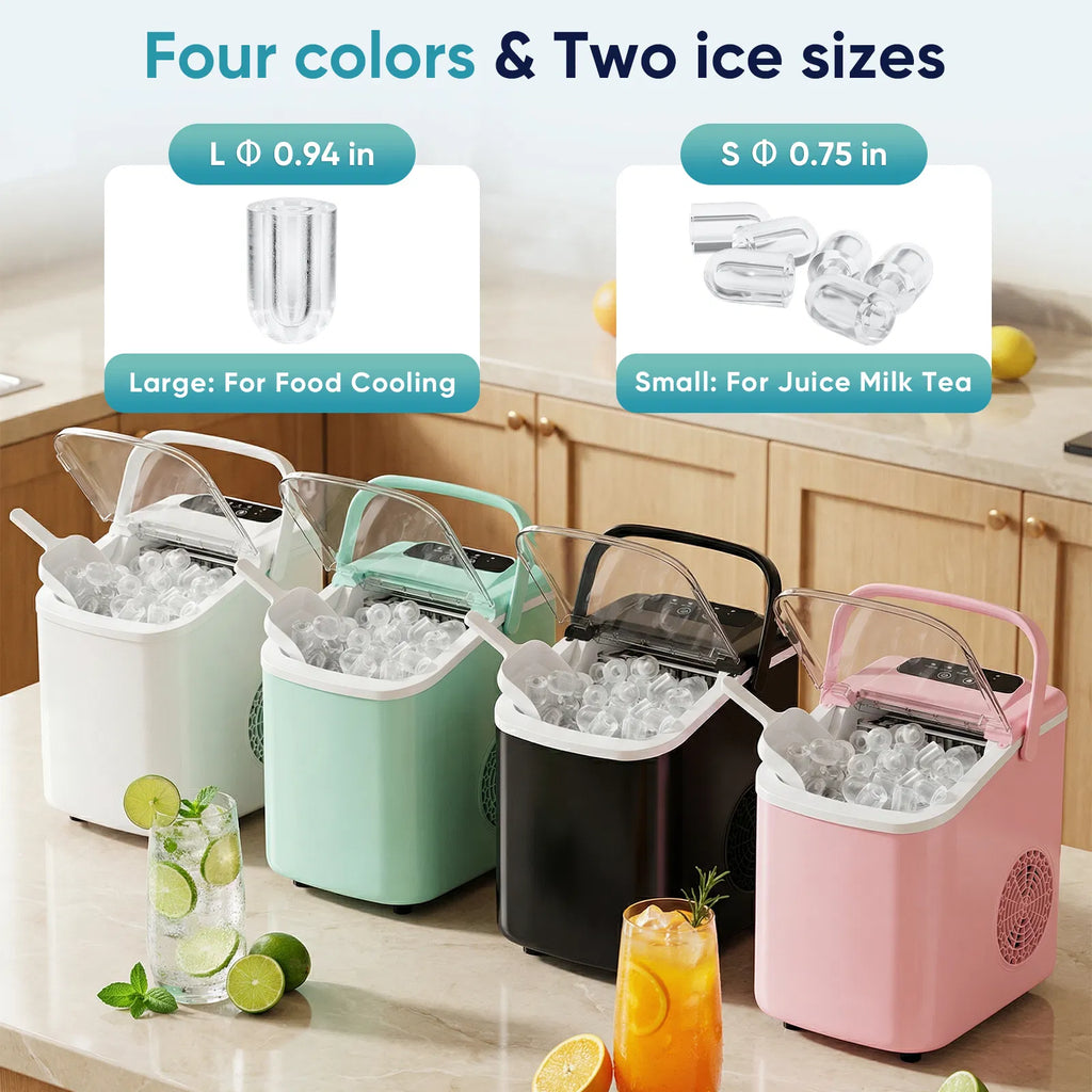 Desktop ice maker with movable handle can produce 9 ice balls in 6 to 8