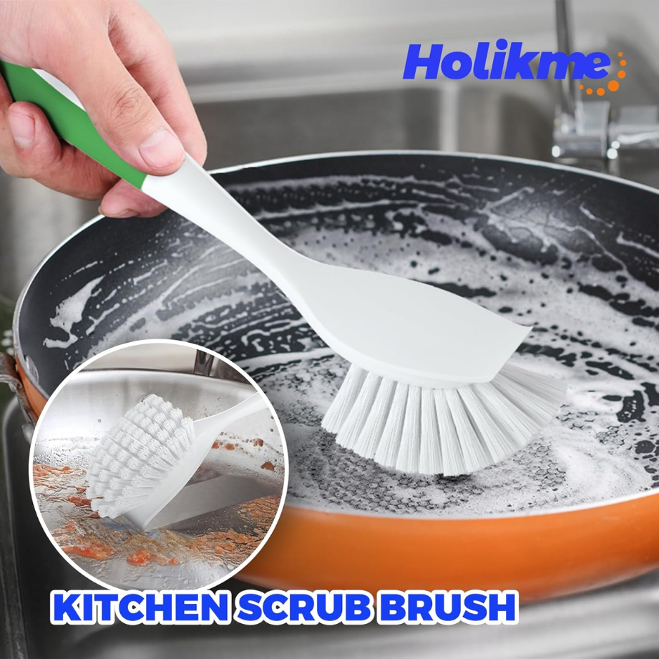 Holikme Multi Purpose Dish Brush Set Green Scrubbing Tools For Pots Pans & - Image 2