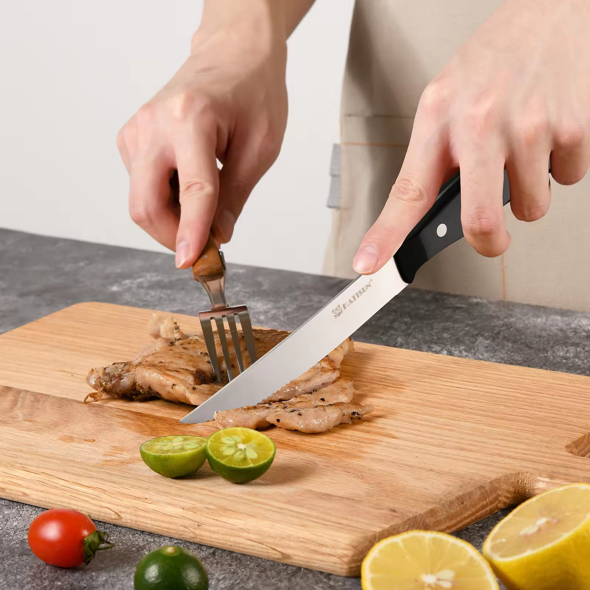 8 Piece 4.5 Inch Steak Knife Set Carbon Steel Double Bevel With Eco Friendly - Image 2