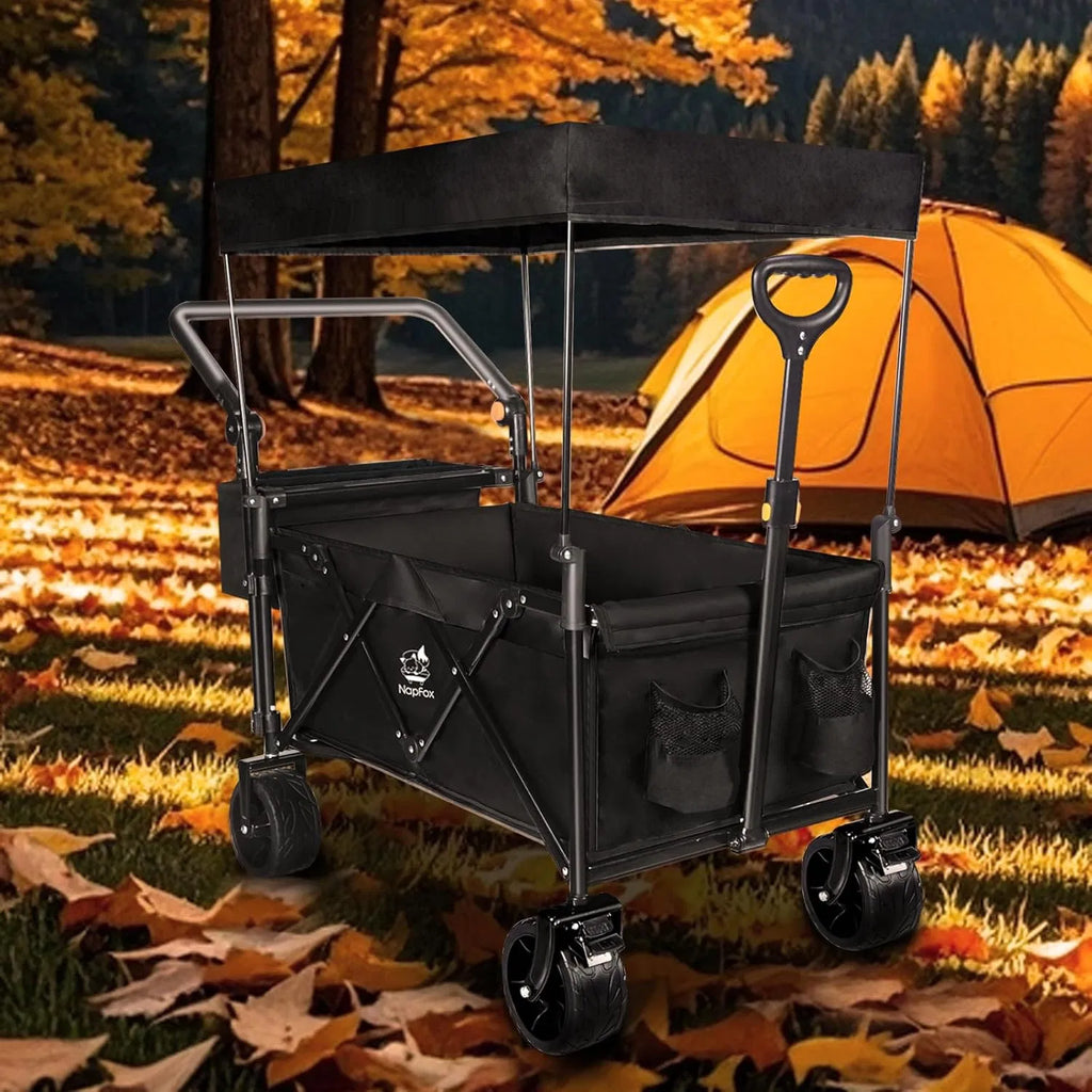 Collapsible Wagon Heavy Duty Wagons Carts Foldable with Removable Canopy - Image 3