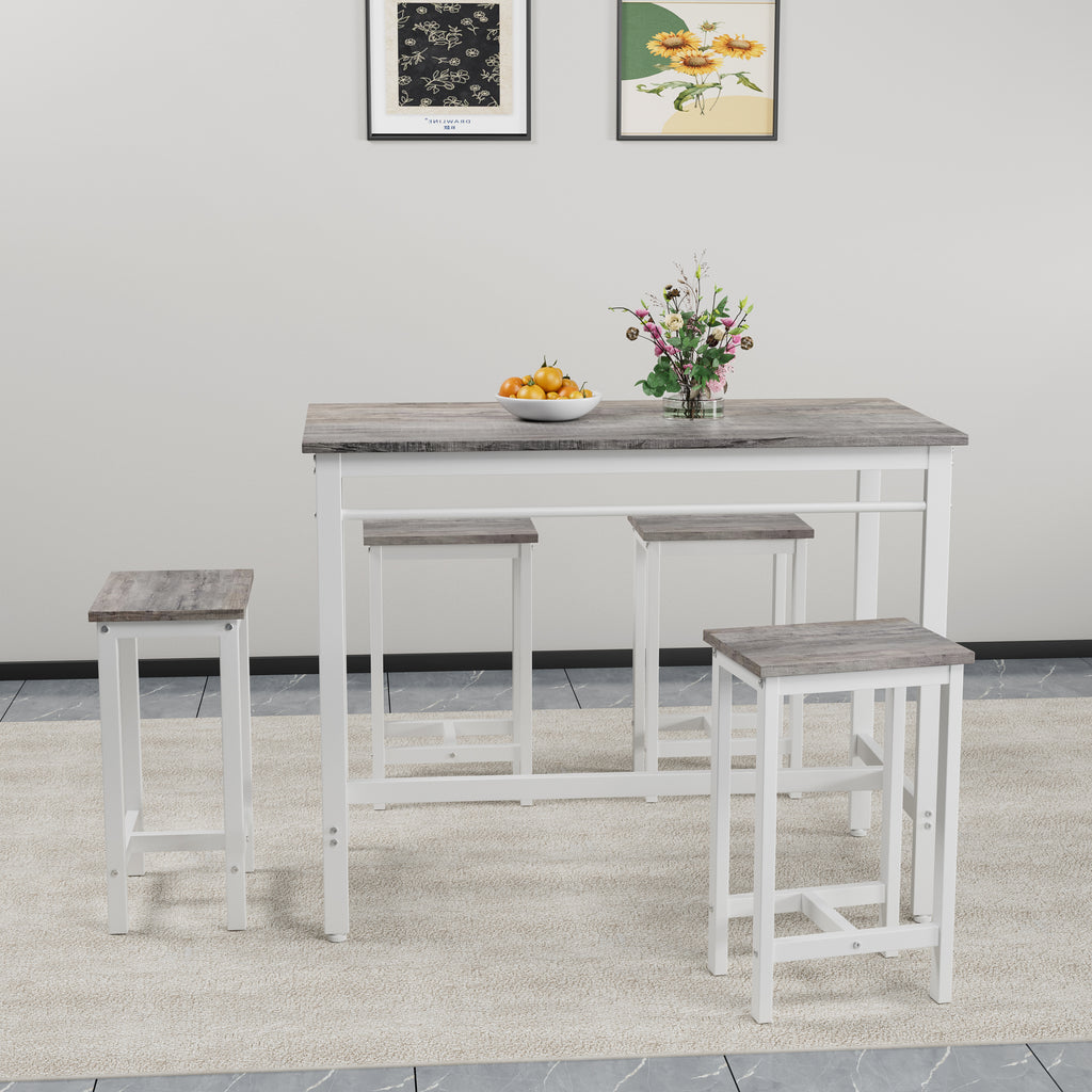 5-Piece White Oak Bar Table Set