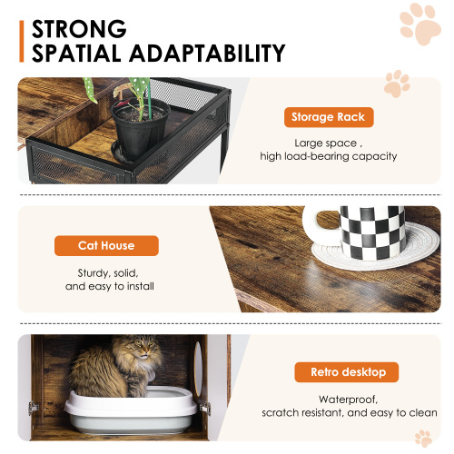 Double Cat Litter Box Furniture Enclosure