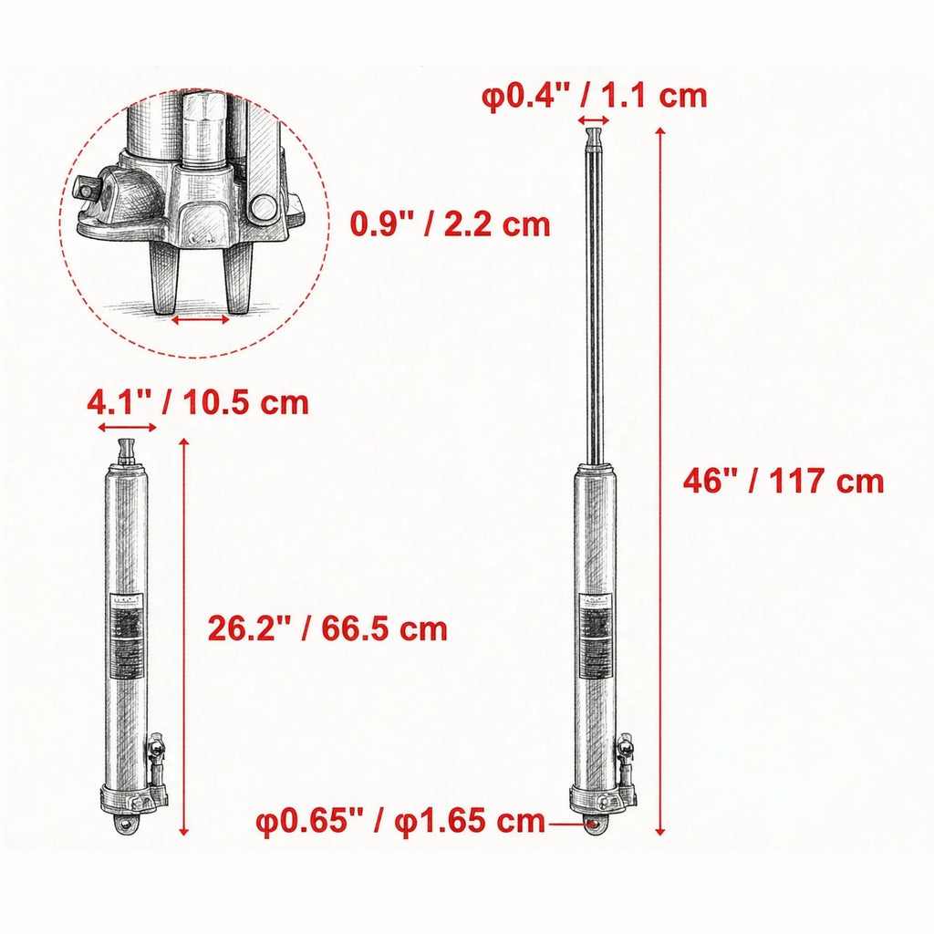 3 Ton Hydraulic Long Ram Jack Engine Hoist Cylinder with Clevis Base for