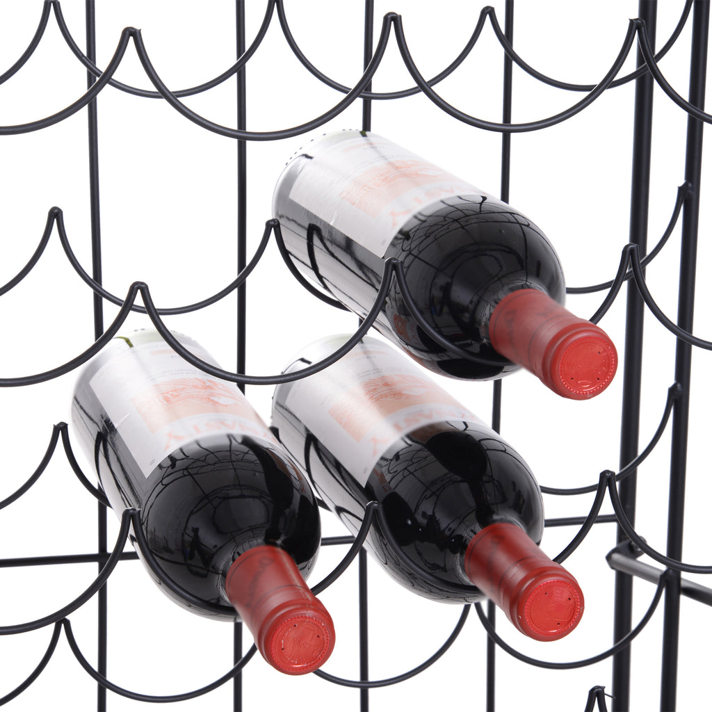 35 Bottle Wrought Iron Wine Rack Cabinet With Lock Black - Dimensions and Specifications