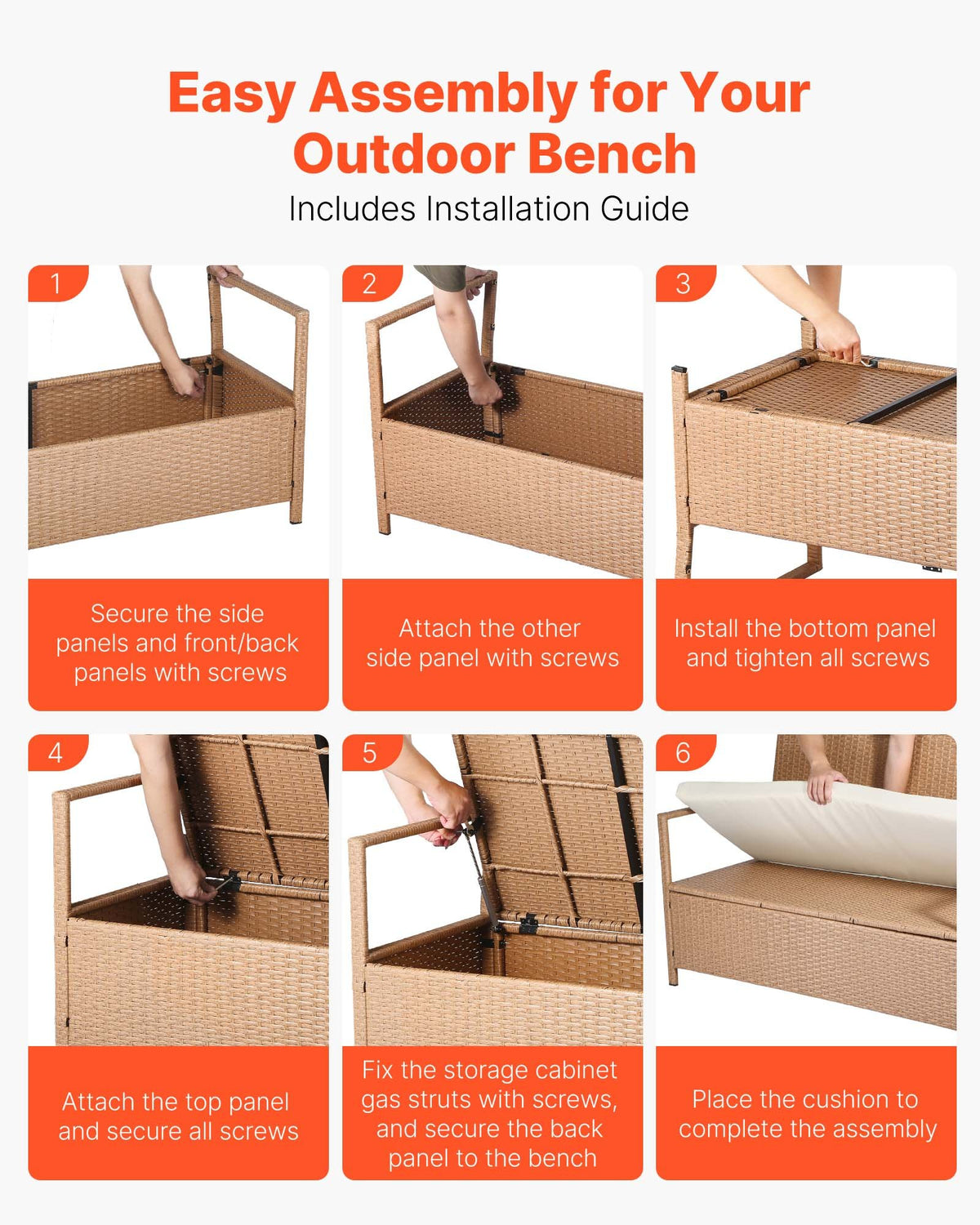 outdoor storage bench pe rattan dimensions and features