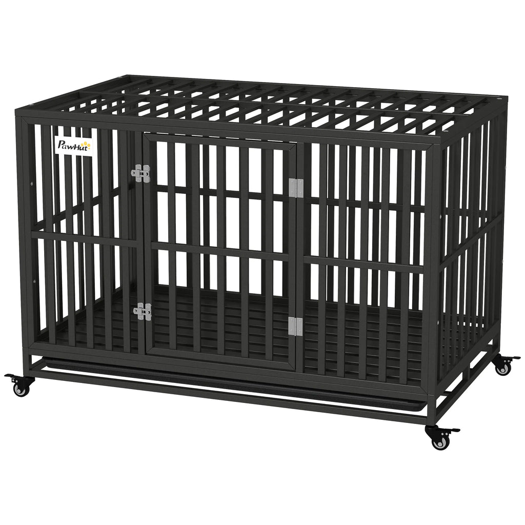 49" Heavy Duty Steel Dog Crate Kennel Pet Cage with Wheels for Convenient - Image 2