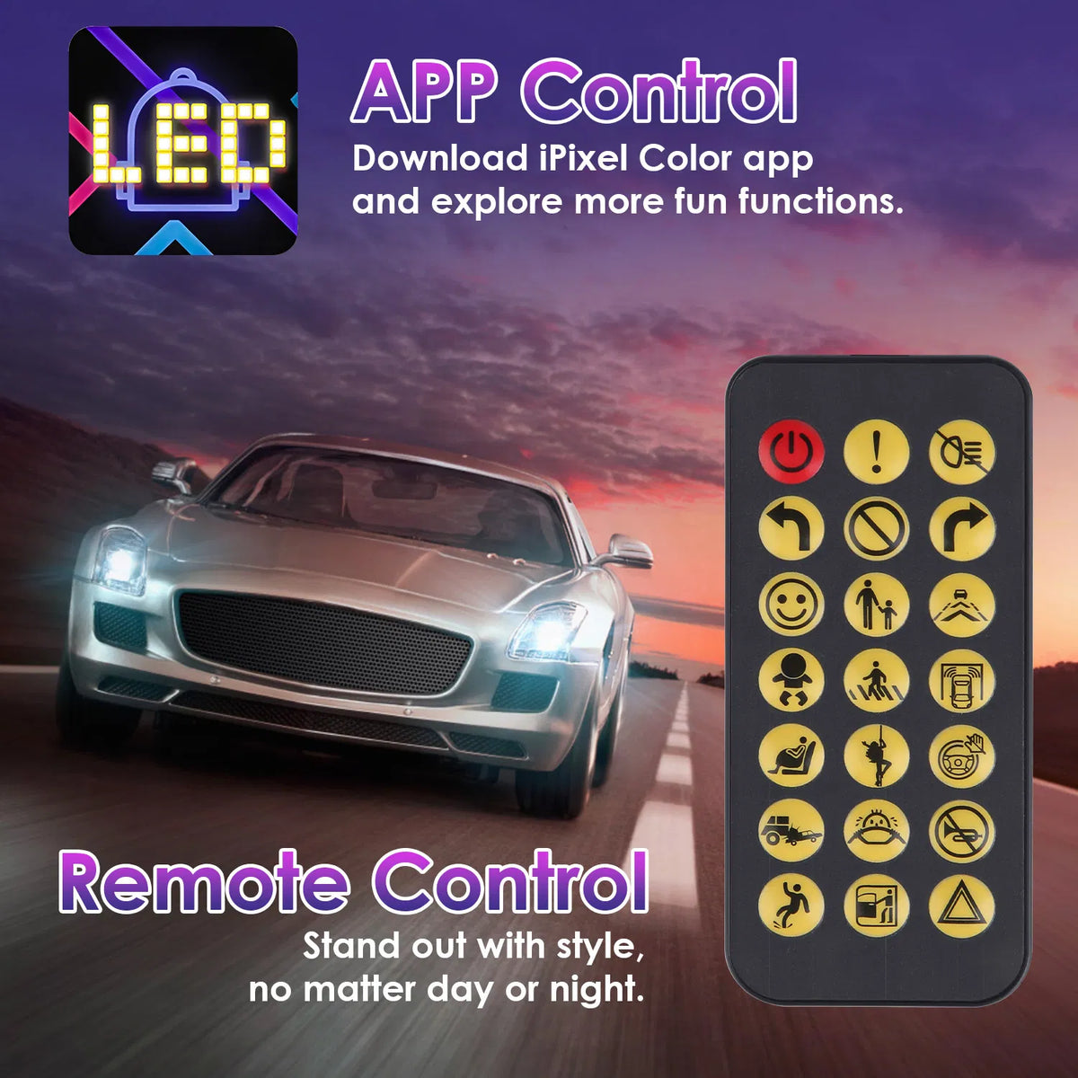 2Pack Devil Eyes Lights For Car Ultra thin Programmable LED Car Signs with APP - Image 4