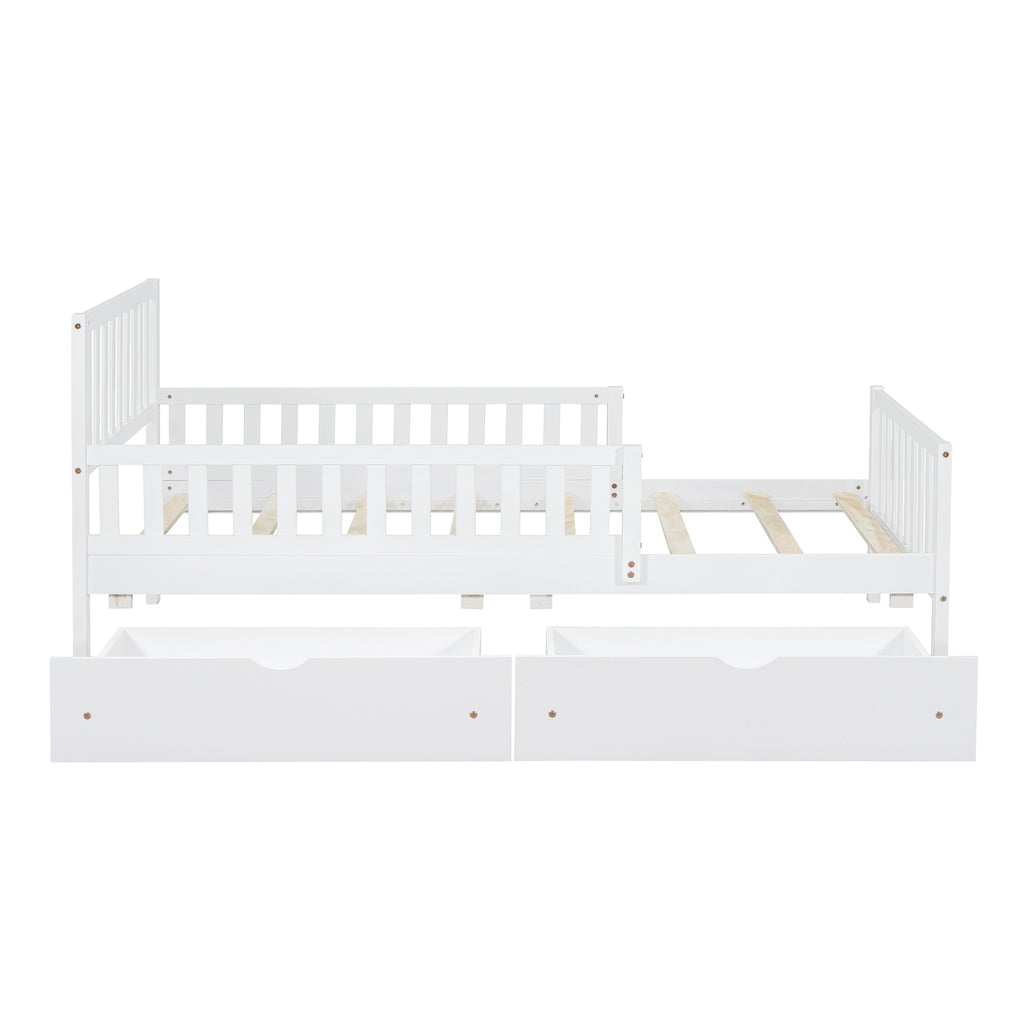 Twin Wood Platform Bed with Two Storage Drawers