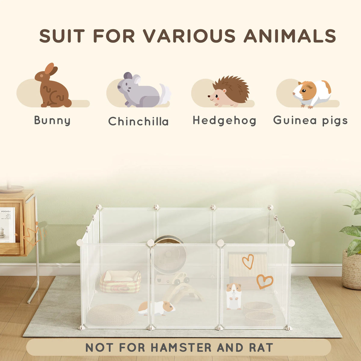 Small Animal Cage Plastic Chinchilla Cage 12 Panels for Bunny Chinchilla Guinea - Image 4