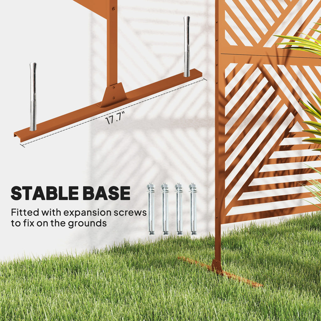 Decorative Privacy Fence Screen Metal Outdoor Privacy Screen Climbing Plant Trellis with Stand Rhombus Brown - Additional Product View 5
