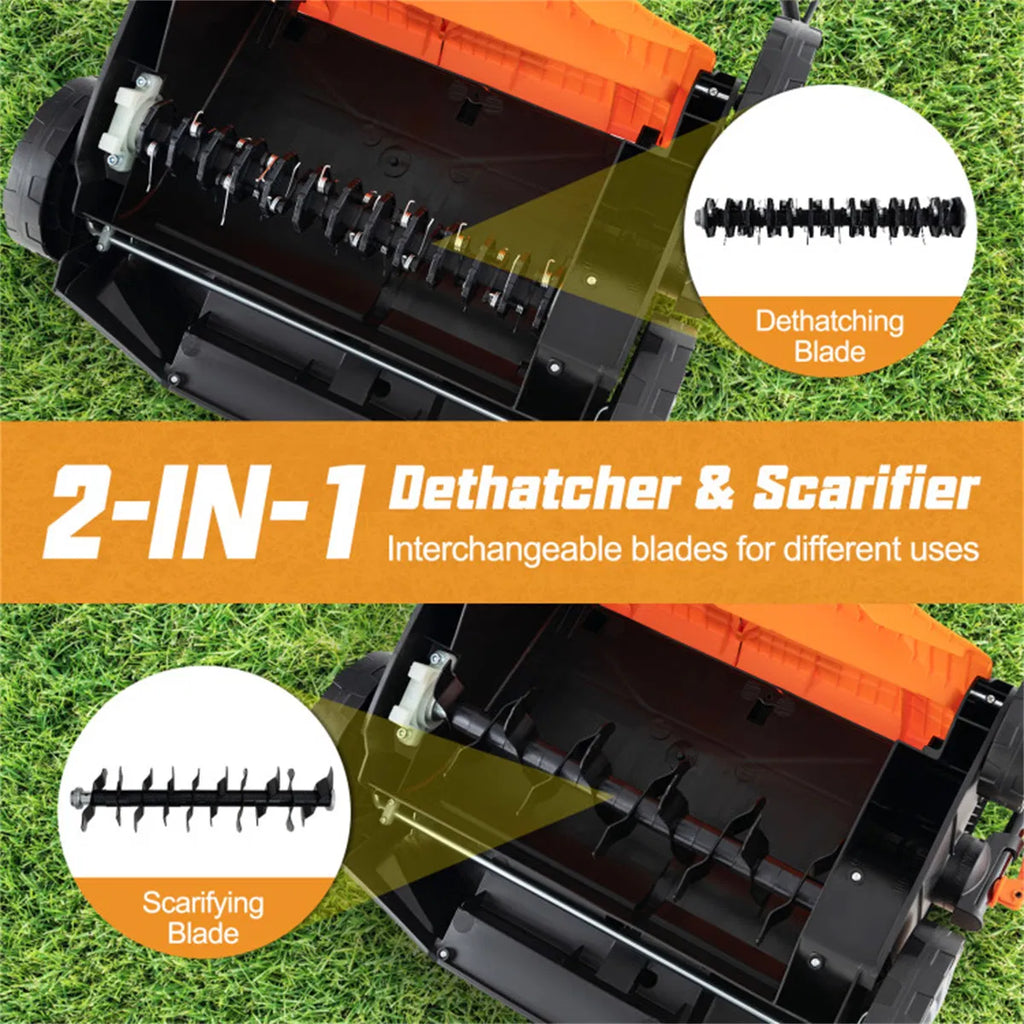 Corded Electric Lawn Dethatcher with 16 Inch Cutting Width Wear Resistant - Image 5