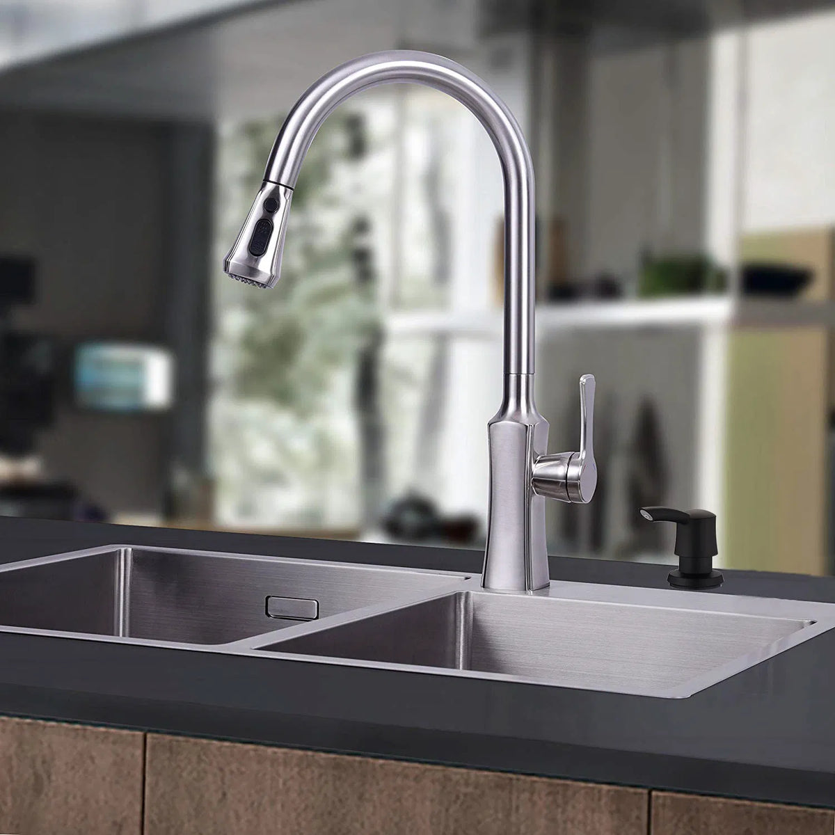 kitchen soap dispenser automatic soap in use lifestyle