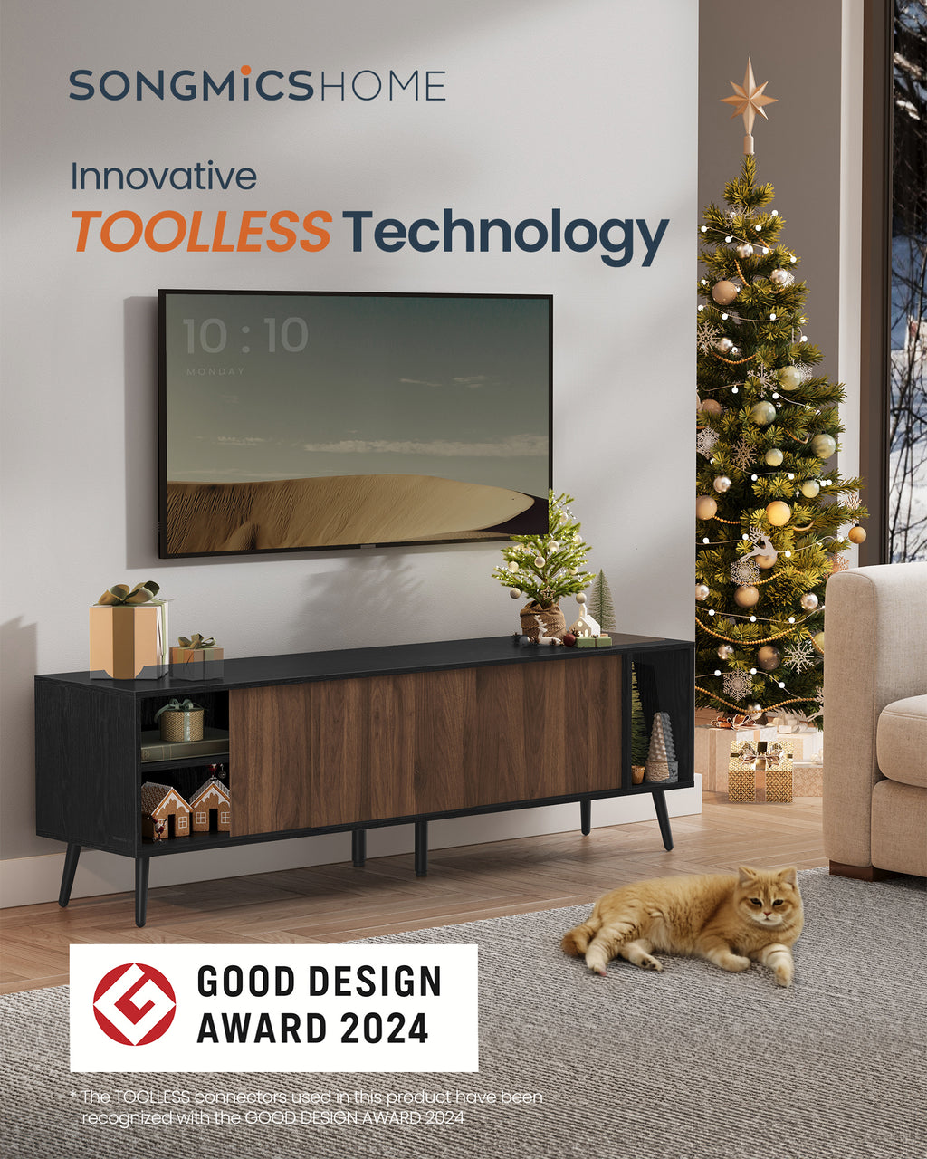 SONGMICS HOME Superfast Toolless Assembly TV Stand For TVs Up To 72 Inches - Image 4