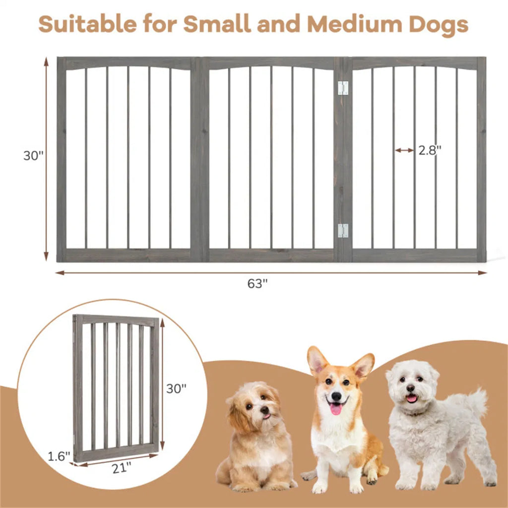 63" x 30" Gray Wooden Pet Fence - Image 4