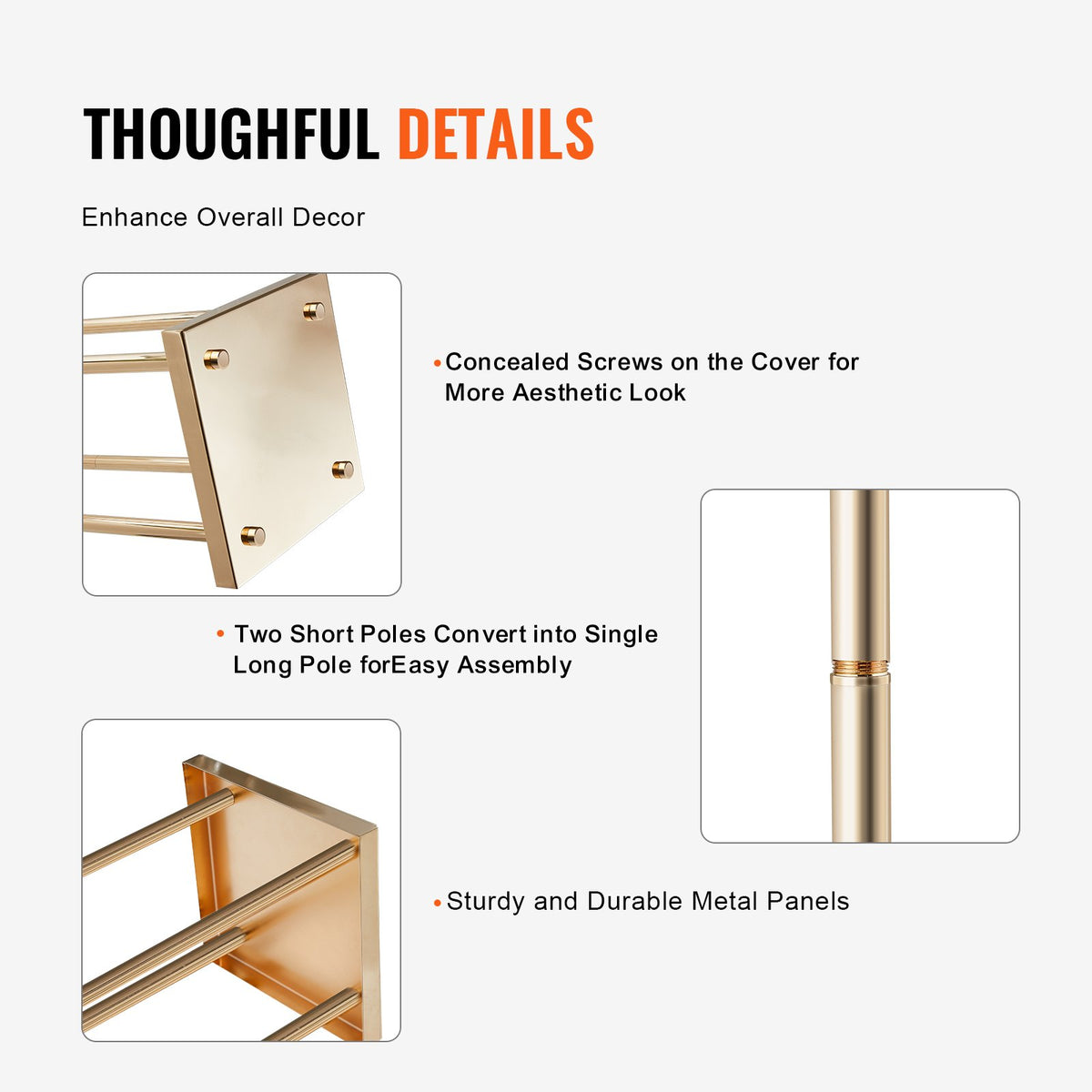4PCS Gold Metal Column Wedding Flower Stand 23.6inch High With Metal Laminate - Image 2