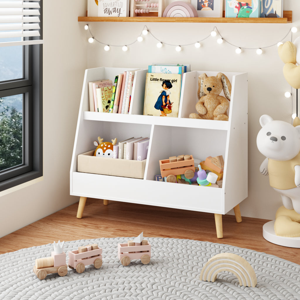 Kids Bookshelf and Toy Organizer with Five Cubbies