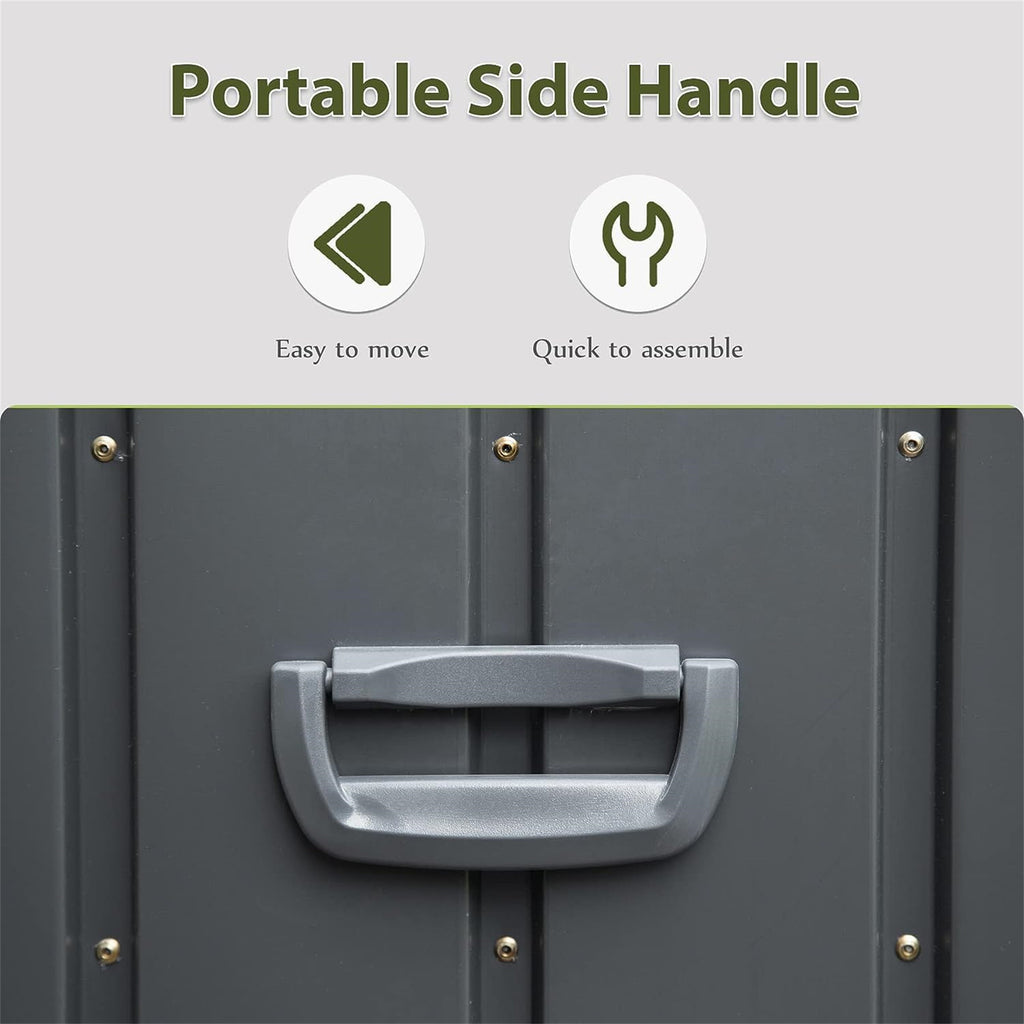 150-gallon all weather resin outdoor deck storage box with hydraulic struts in dark gray - angle 2 detail