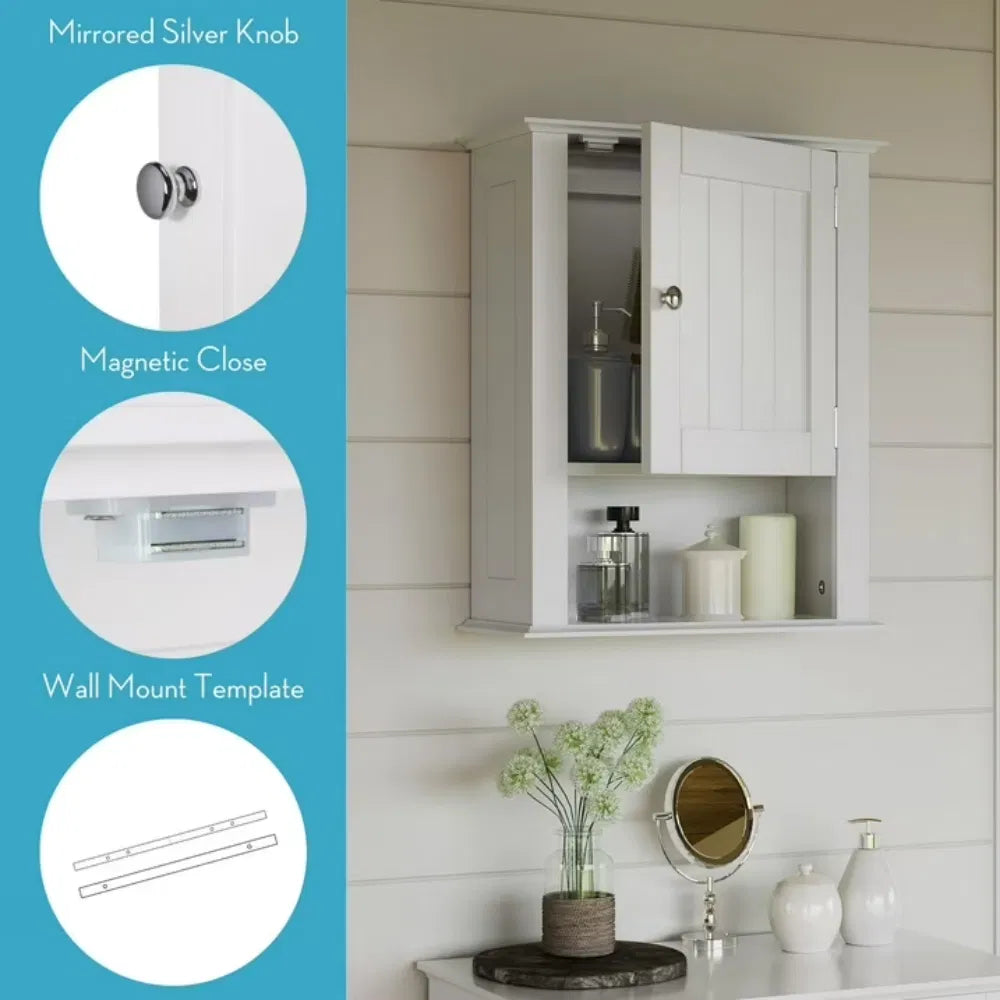 Door Bathroom Medicine Cabinet And Laundry Wallstorageshelf White - Image 2
