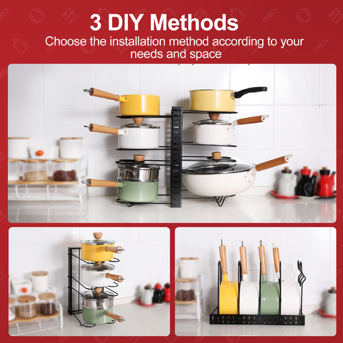 Adjustable Pot Rack Kitchen And Storage Organization - Additional View 5