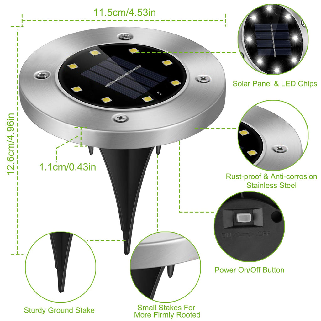 4Pcs Solar Powered Ground Light For Outdoor Garden Decoration IP65 Waterproof - Image 4