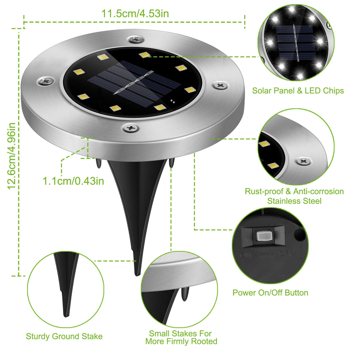 4Pcs Solar Powered Ground Light For Outdoor Garden Decoration IP65 Waterproof - Image 4