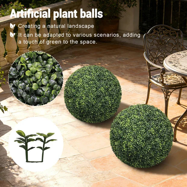 22.4IN dark Artificial Topiary Balls Outdoor Faux Boxwood Large Decorative - Image 2