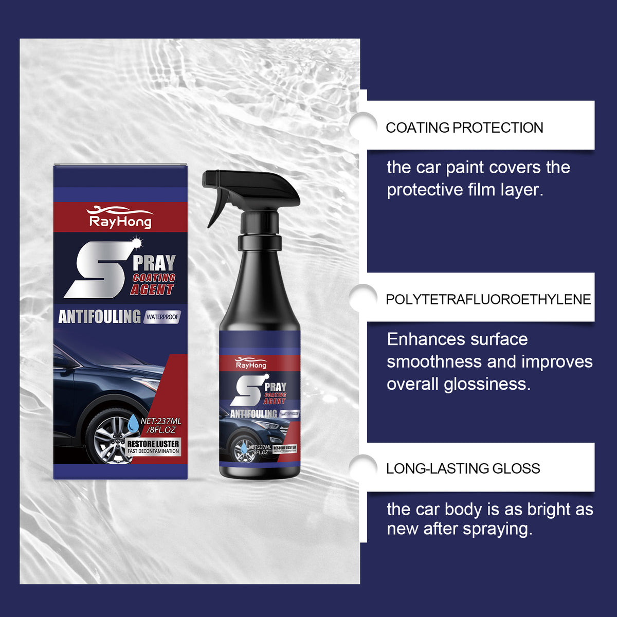 Car Coating Spray Kit Paint Sealant Anti Stain Mirror Shine Restoration - Image 3