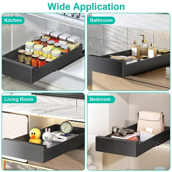 Pull Out Cabinet Organizer Carbon Steel Slide Out Drawer Storage Smooth Quiet - Image 2