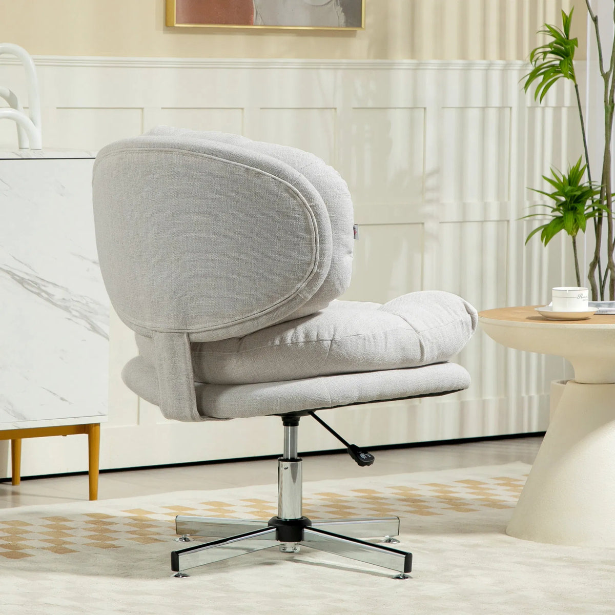 Computer Desk Chair Armless Office Chair with Wide Padded Seat and Adjustable - Image 3