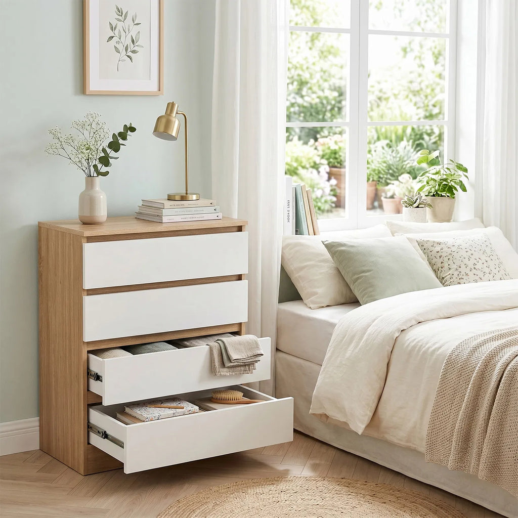 Handle Free 4 Drawer Storage Cabinet Color Block Drawer Dresser - Image 5