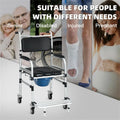 2 in 1 Aluminum Commode Shower Wheelchair Bath/Toilet Use Adjustable Height
