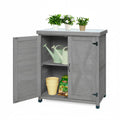 Potting Bench with Storage Cabinet and Metal Table Top for Outdoor