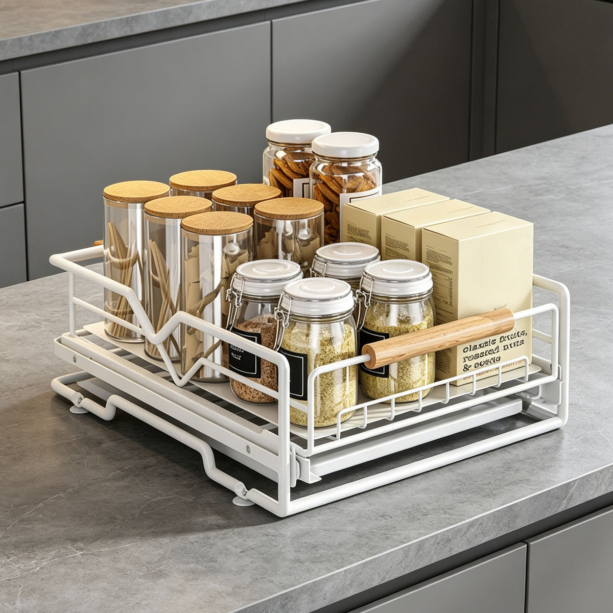 Pull Out Cabinet Organizer Iron Slide Storage Drawer Under Sink Rack - Image 3