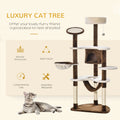 60" Cat Scratching Tree Cat Bed Condo Post House Pet Furniture Toys Brown & Beige