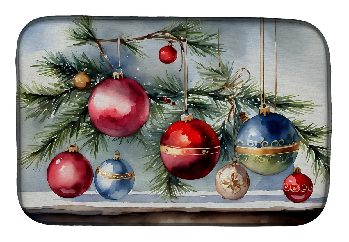 Christmas Ornaments Dish Drying Mat Absorbent Dish Drying Mat Pad for Kitchen
