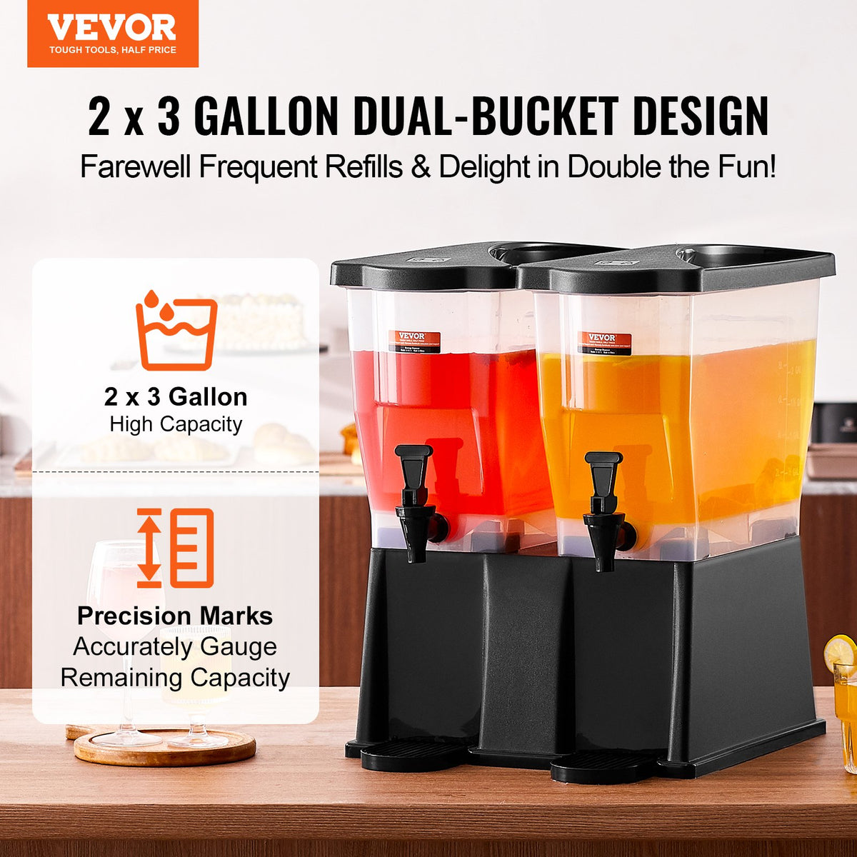 Beverage Dispenser Gallon Drink Dispensers For Parties Plastic Juice - In-Use and Feature Display