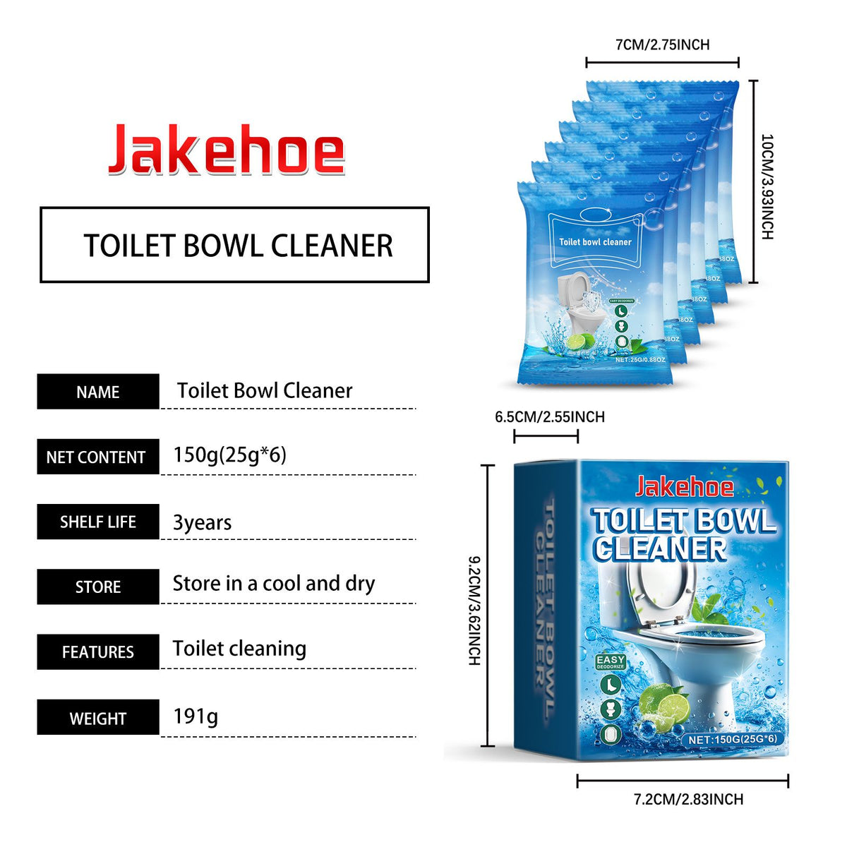 JAKEHOE Toilet Bowl Cleaning Powder Sachets 6 Sachets x 25 g (150 g Total) - Image 3