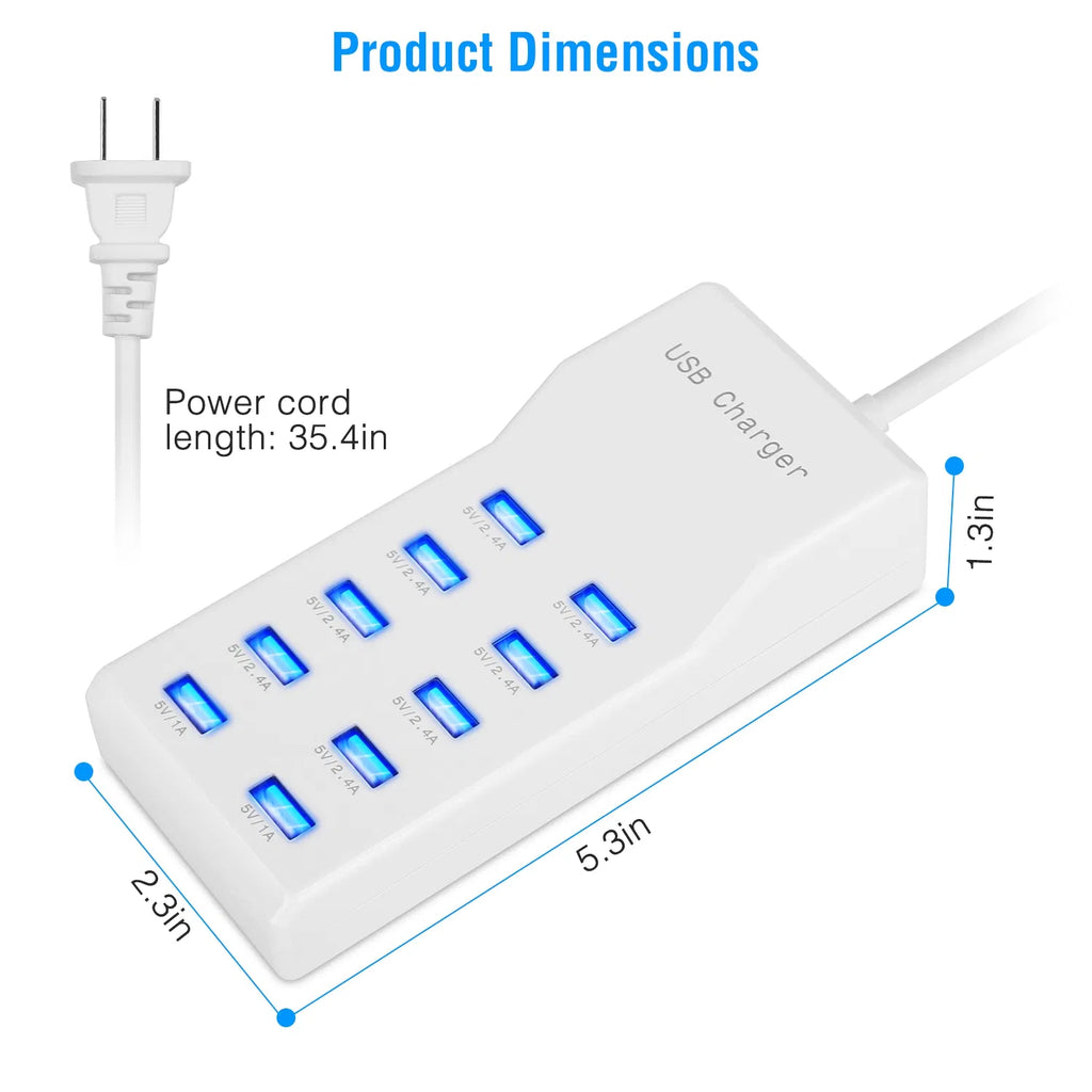 10 Ports USB Charging Station Hub 50W USB Wall Charger Fast Charging Power - Image 5