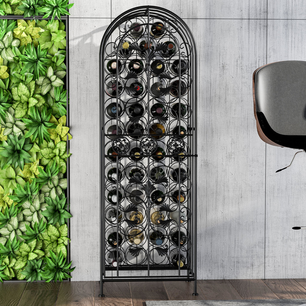 45 Bottle Wine Organizer Decorative Portable Wrought Iron Rack Jail - Main View
