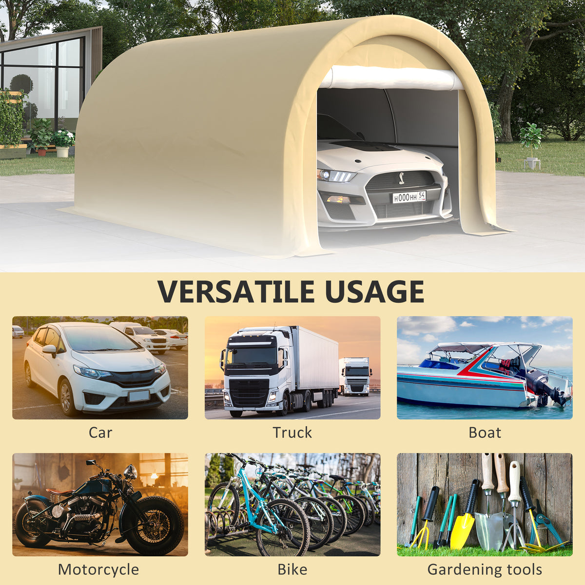 10 x 16 Carport Heavy Duty Portable Garage Storage Tent with Large Zippered