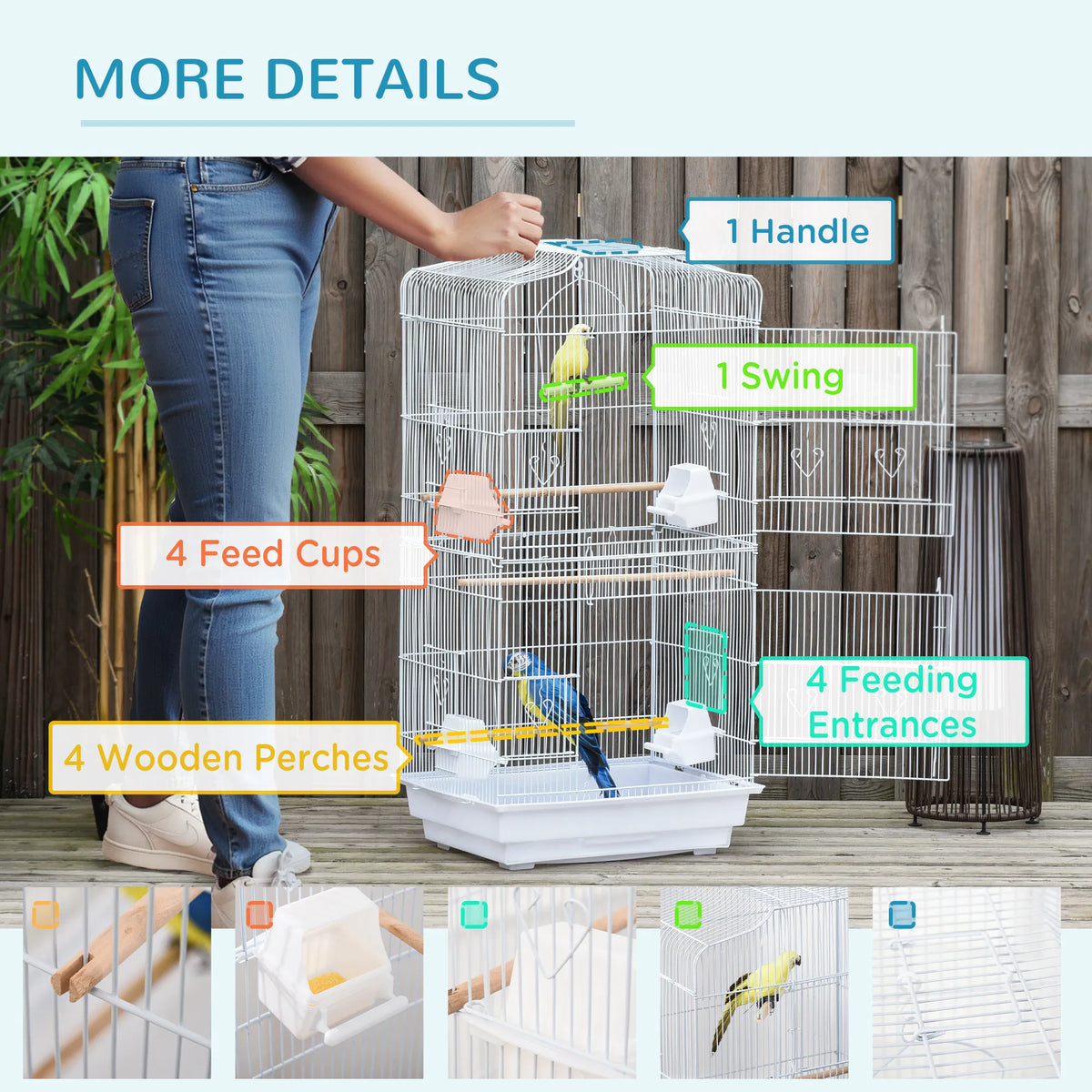 36" Bird Cage Macaw Play House Cockatoo Parrot Finch Flight Cage 2 Doors - Image 2