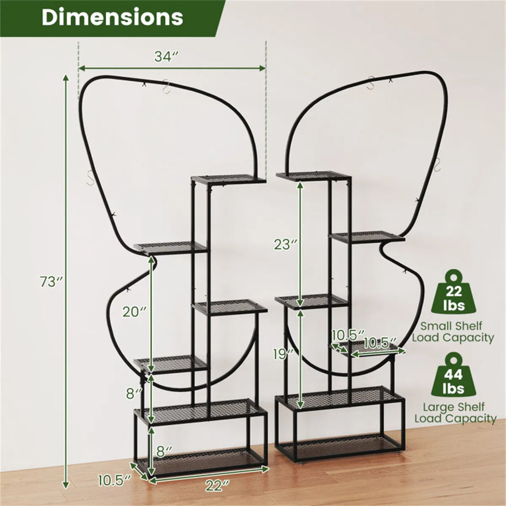 Butterfly Shape Metal Plant Stand Pack With Hanging Hooks Adjustable - Image 2