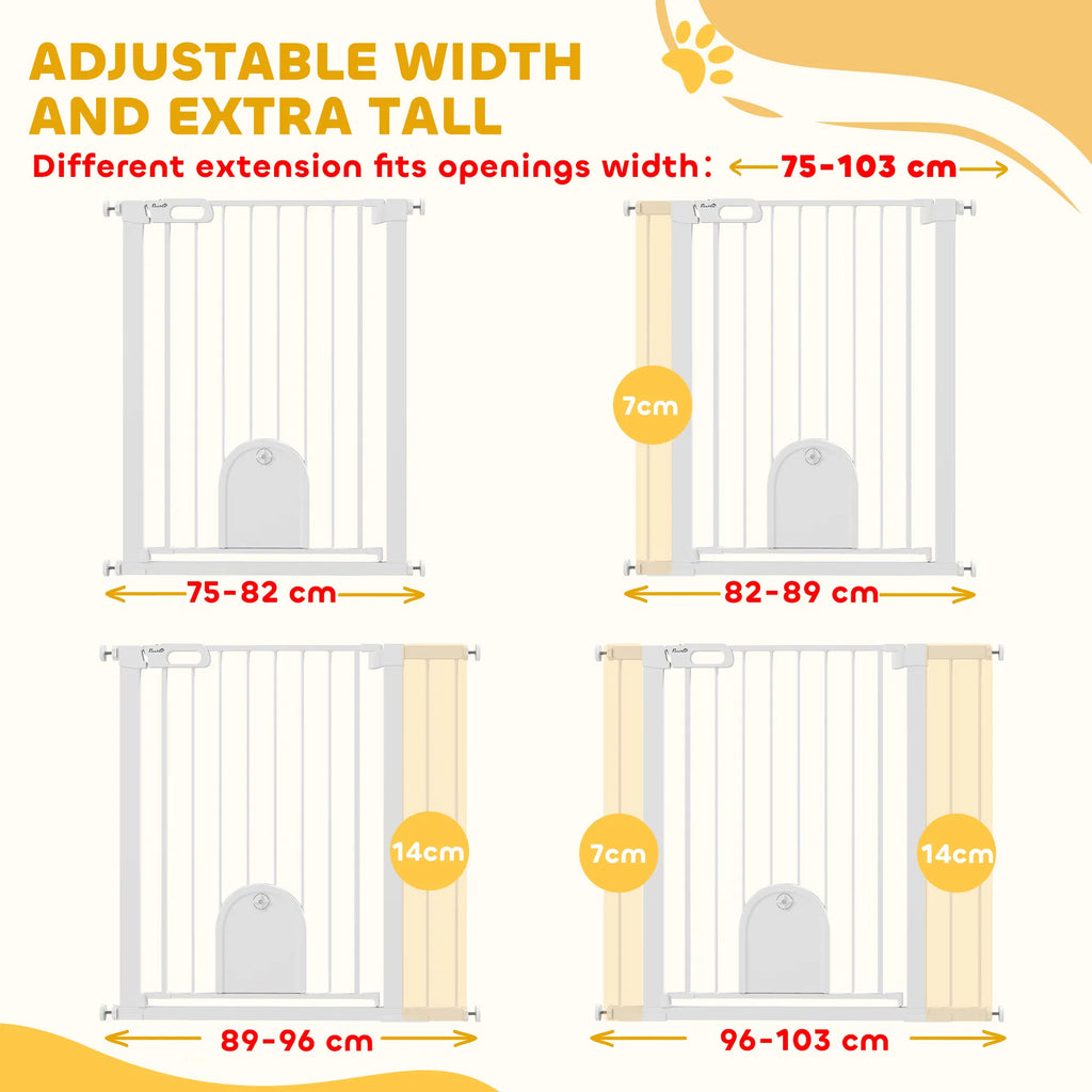 30" 41" Extra Wide Pet Gate Barrier with Small Door 35"H Dog Gate with Safety - Image 2
