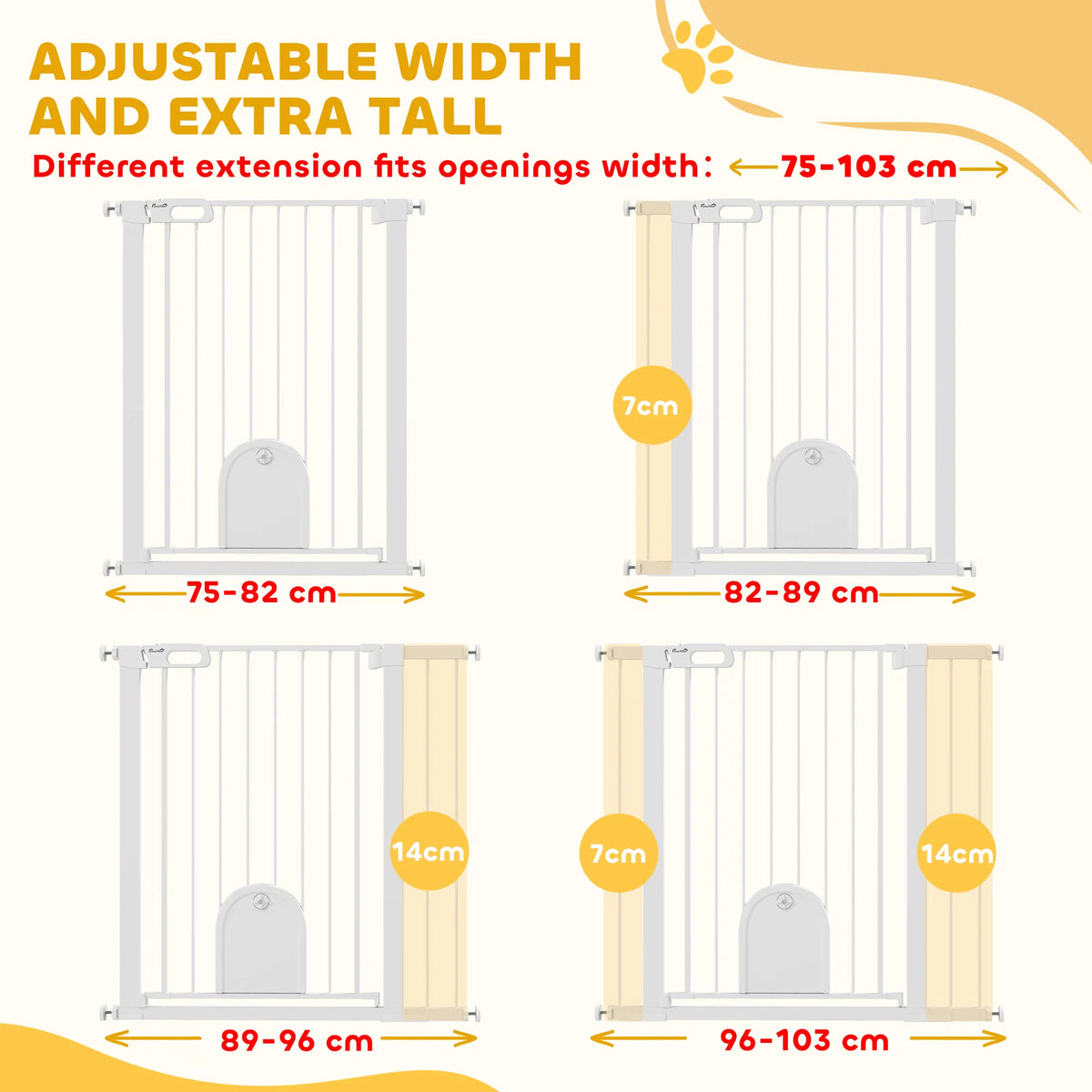 30" 41" Extra Wide Pet Gate Barrier with Small Door 35"H Dog Gate with Safety - Image 2