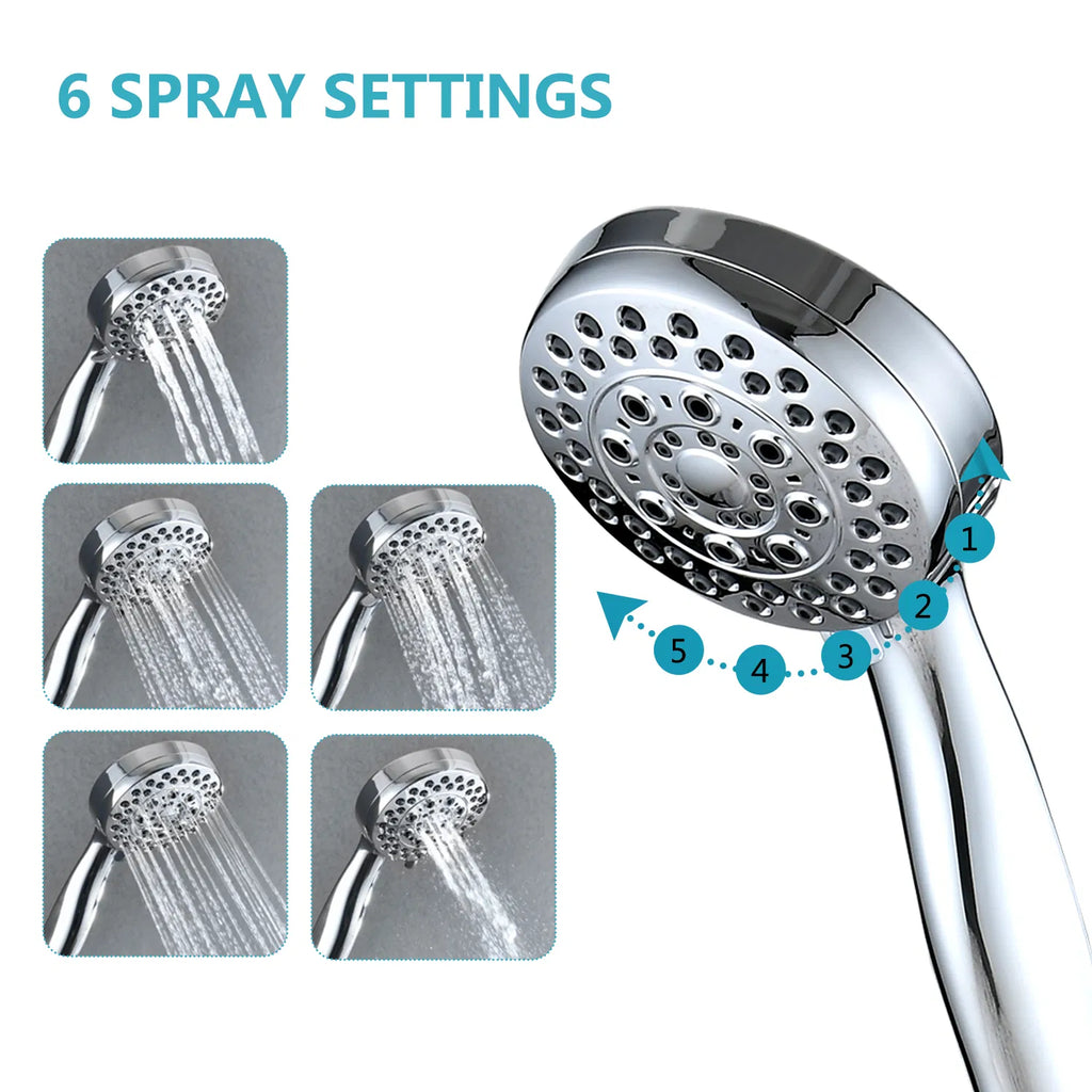 Handheld Shower Head with Hose High Pressure Shower Heads Chrome - Image 5