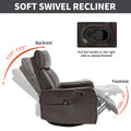 Brown Faux Leather Heat Massage Manual Recliner Chair with Rocker and Swivel