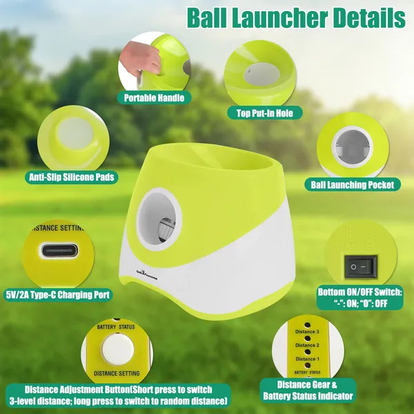 Automatic Dog Ball Launcher Rechargeable Interactive Pet Ball Thrower For Small - Image 4
