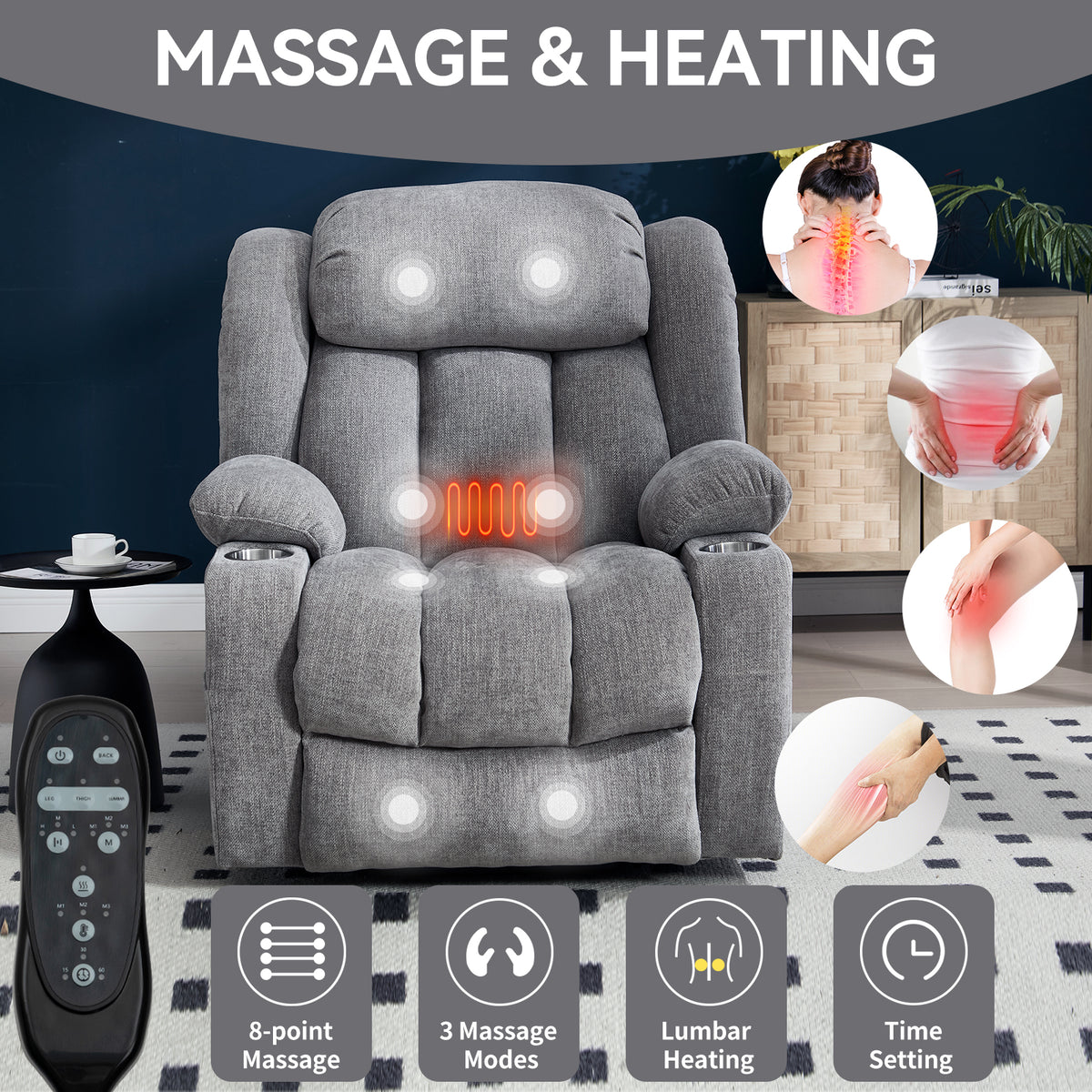 Up to 350 LBS Chenille Power Lift Recliner Chair Heavy Duty Motion Mechanism - Image 2