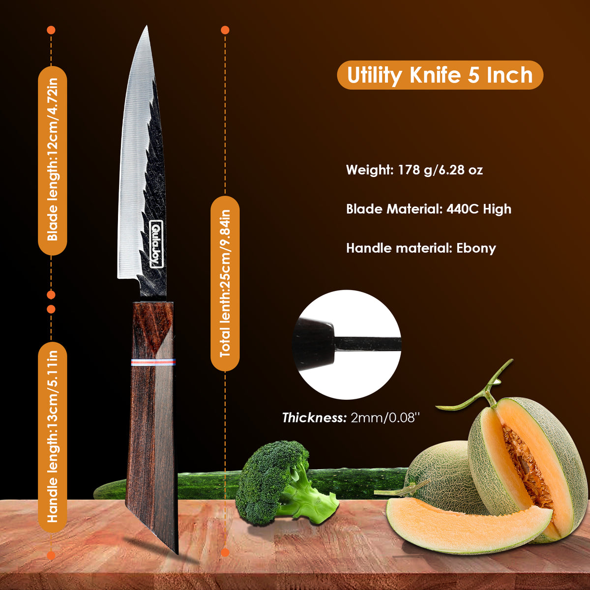 Qulajoy 8 Inch Japanese Chef Knife Professional Hand Forged High Carbon Steel - Image 5